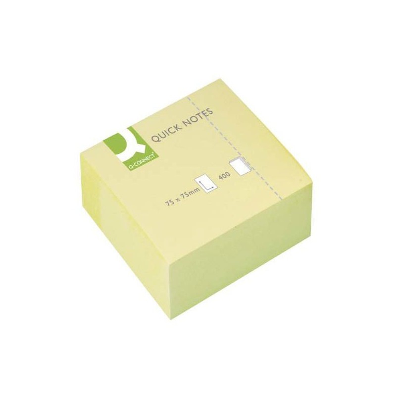 Cube 400 feuilles quick notes 75X75 jaune Q-Connect