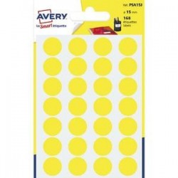 Pastilles - Avery - Nbre 168 -Diamètre 15mm - Jaune - Ecriture manuelle 