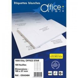 Boîte 100 Etiquettes adhésives Blanches - 210X297mm -OS43478 - OFFICE STAR