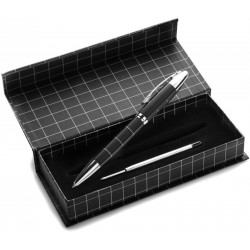 Stylo bille - metal - quadrille noir