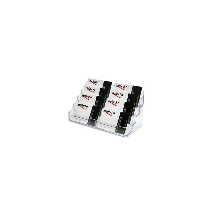 DEFLECTO Porte-cartes de visite 2x4 compartiments - Dimensions L20 x H9,9 x P9,2 cm coloris transparent