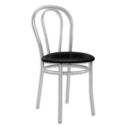 Chaise collectivité Tulipan, assise simili cuir noir et structure alu - Assise D41 cm, hauteur 48/86 cm