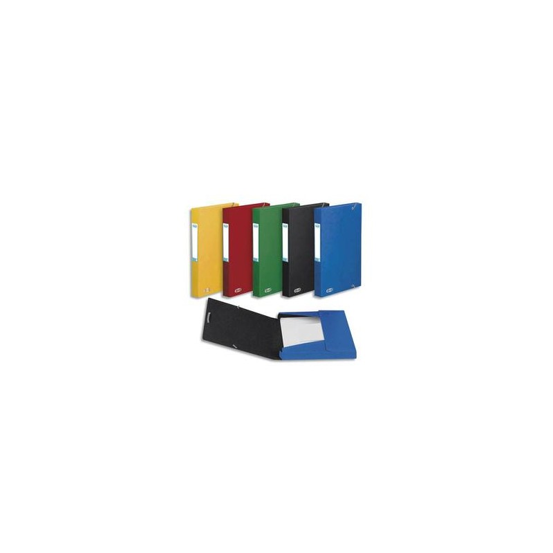 ELBA Boîte de classement BOSTON à élastiques en carte lustrée 7/10e, 600g. Dos 6 cm. Coloris assortis