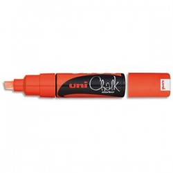 UNIBALL Marqueur craie Chalkmarker, pointe biseautée large, pour les tableaux noirs, menus, orange fluo