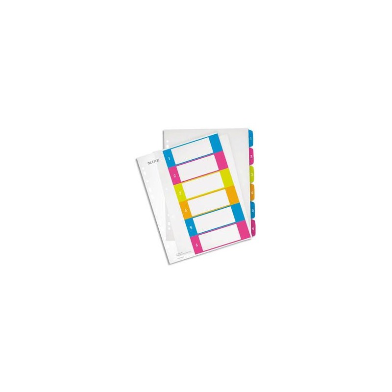 LEITZ Intercalaires numérique imprimables WOW 6 touches, format A4+, en polypro translucide assortis