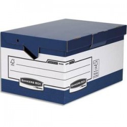 BANKERS BOX Conteneur Maxi HEAVY DUTY. Montage automatique. Carton blanc/bleu.