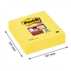 POST-IT Lot de 3 blocs de 70 feuilles Super Sticky jaunes lignées 101 x 101 mm