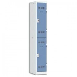 VINCO Vestiaire 2 Cases + 1 Colonne - Dimensions : L30 x H180 x P50 cm gris perle bleu