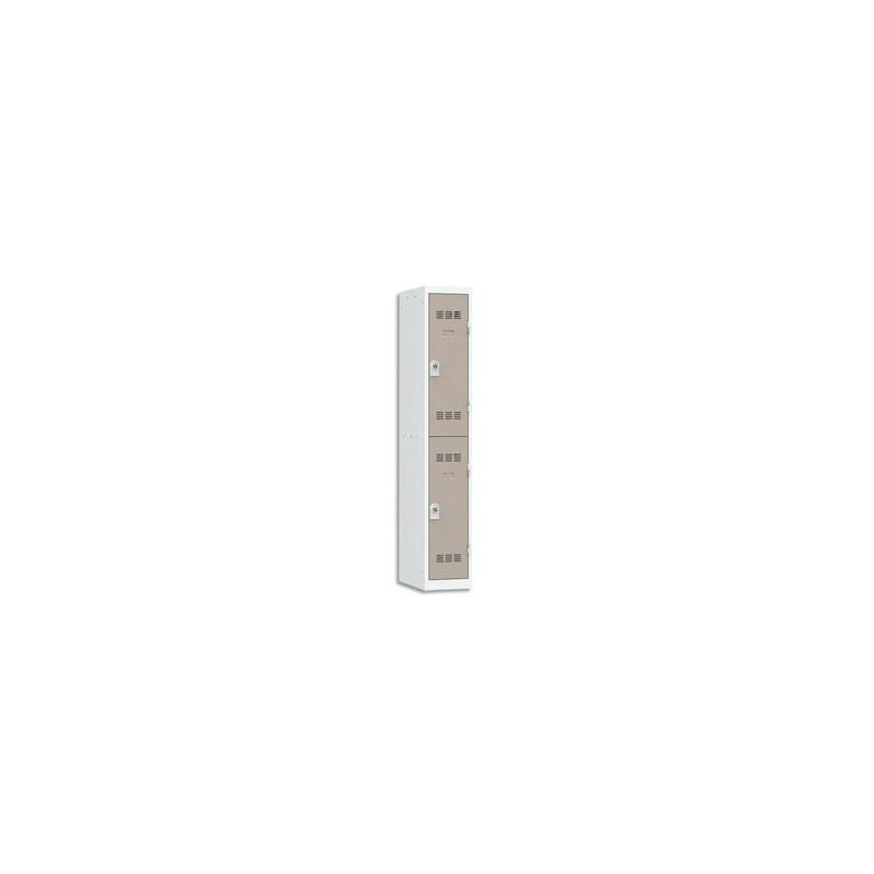 VINCO Vestiaire 2 Cases + 1 Colonne - Dimensions : L30 x H180 x P50 cm gris perle basalte