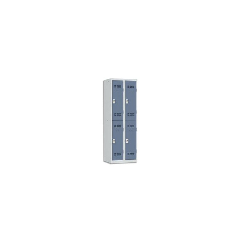 VINCO Vestiaire 2 Cases + 2 Colonnes - Dimensions : L60 x H180 x P50 cm gris perle bleu