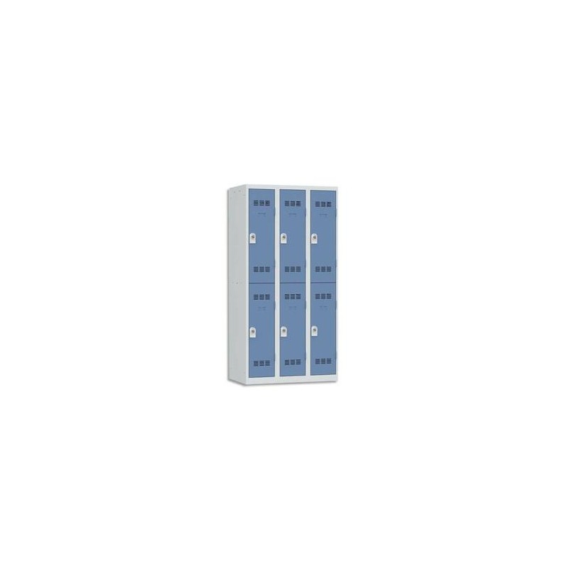 VINCO Vestiaire 2 Cases + 3 Colonnes - Dimensions : L90 x H180 x P50 cm gris perle bleu
