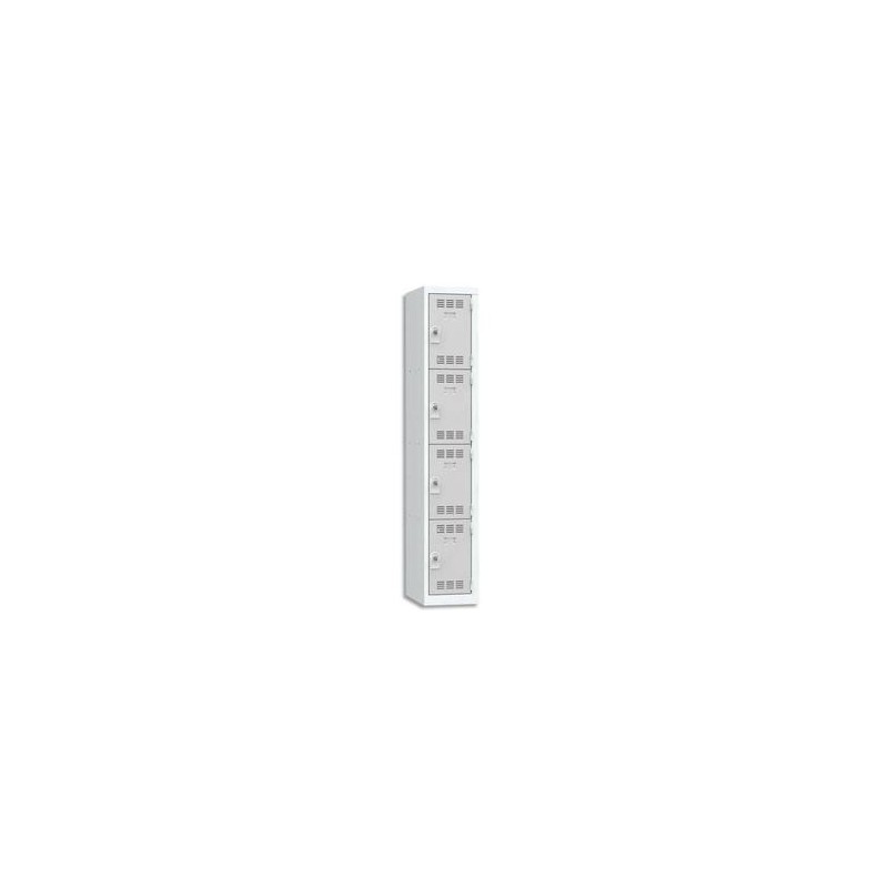 VINCO Vestiaire 4 Cases + 1 Colonne - Dimensions : L30 x H180 x P50 cm gris perle