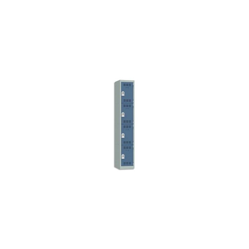 VINCO Vestiaire 4 Cases + 1 Colonne - Dimensions : L30 x H180 x P50 cm gris perle bleu