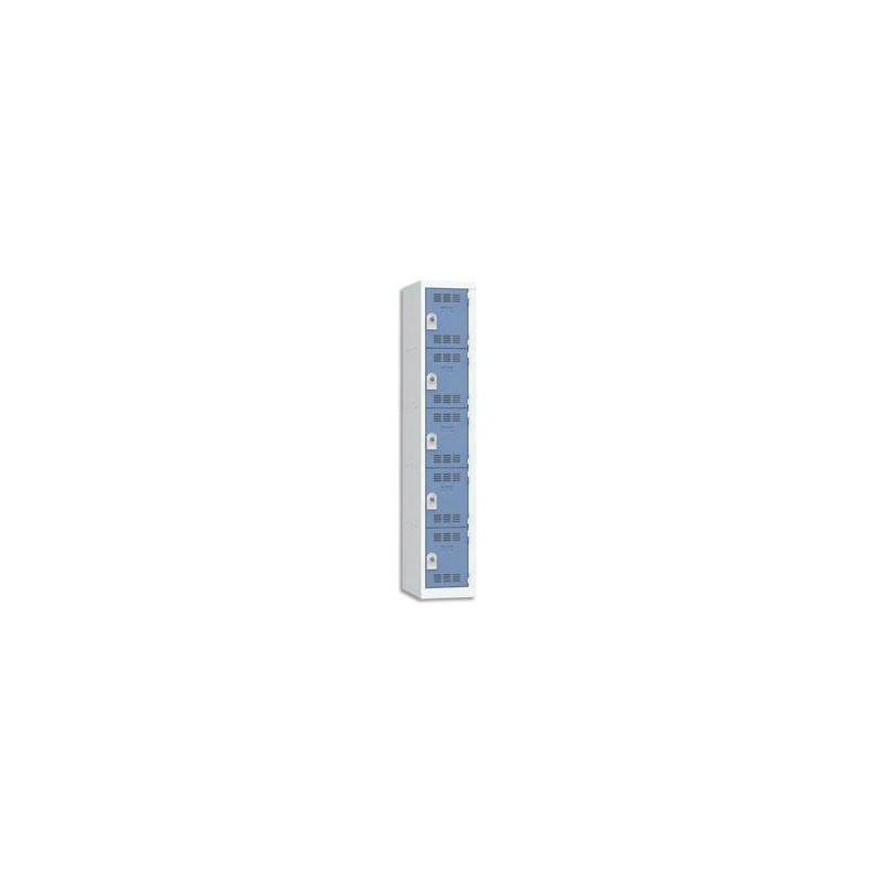 VINCO Vestiaire 5 Cases + 1 Colonne - Dimensions : L30 x H180 x P50 cm gris perle bleu