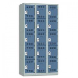 VINCO Vestiaire 5 Cases + 3 Colonnes - Dimensions : L90 x H180 x P50 cm gris perle bleu