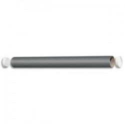 EMBALLAGE Tube d'expédition en carton gris 72g avec embouts emboîtables en plastique blanc D60 x L640 mm