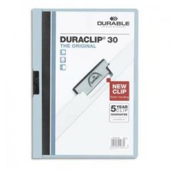 DURABLE Chemise de présentation à clip Duraclip. Capacité 1 à 30 feuilles A4, coloris bleu clair
