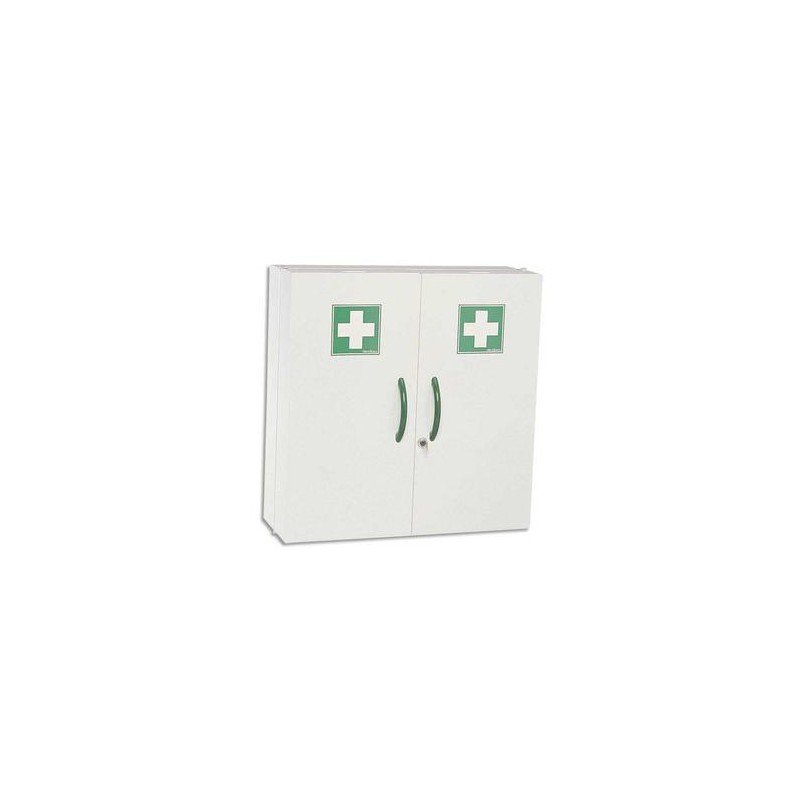 ROSSIGNOL Armoire à pharmacie blanche 2 portes fermeture magnétique et serrure à clé L52 x H54 x P20 cm