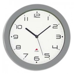ALBA Horloge murale Hormur/Hornew silencieuse métal gris - pile AA non fournie - Diam 30cm