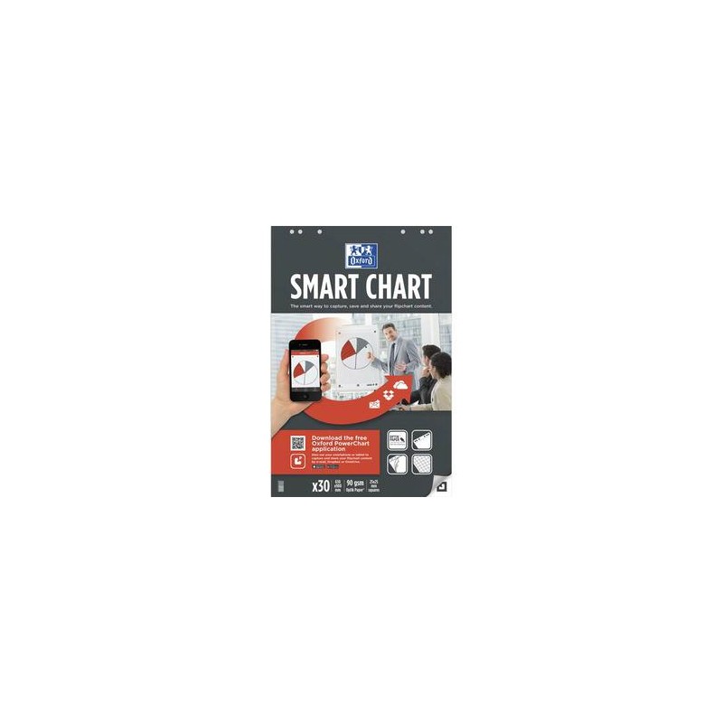OXFORD Bloc pour les réunions SMARTCHART connecté 60 pages carreaux 2.5x2.5cm. Format 65x100cm