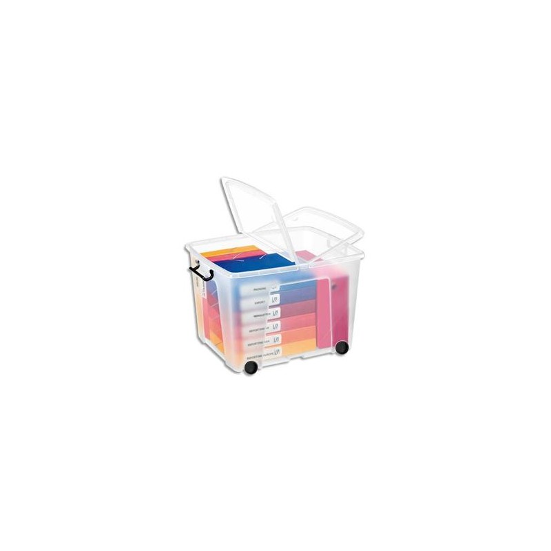 CEP Boîte de rangement Smart Box Strata avec couvercle clipsé et roues dim int.38x48x37cm transparent 75L