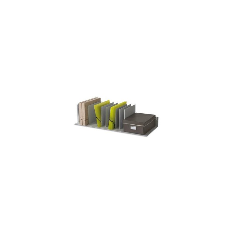 PAPERFLOW Trieur avec 10 séparateurs amovibles/crémaillères au pas 2,5 cm L80,2 x H21 x P27,5 cm gris