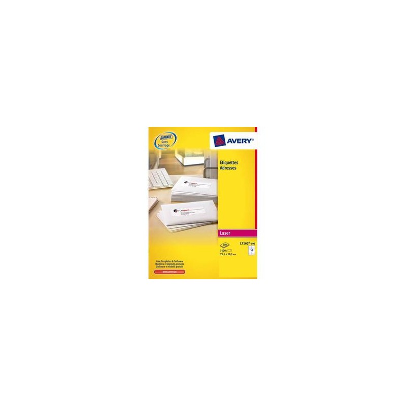 AVERY Boîte de 1400 étiquettes laser blanc 99,1X38,1mm L7163-100