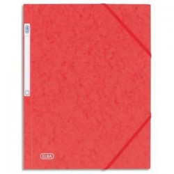 ELBA Chemise 3 rabats et élastique Eurofolio , en carte lustrée 5/10e rouge