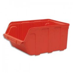 VISO Bac de rangement à bec 10L Tekni avec porte étiquette en polypropylène rouge L20xH15xP33cm