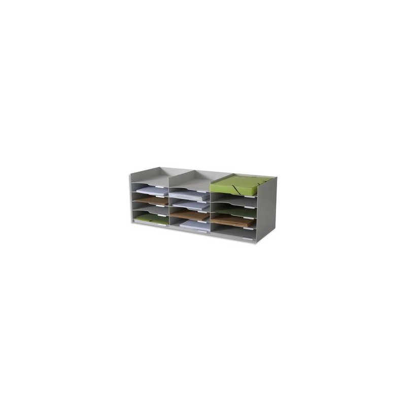PAPERFLOW Bloc classeur 3 x 5 cases gris pour doc A4 Capacité 500 feuilles - Dim. L85,7 x H32,3 x P33 cm