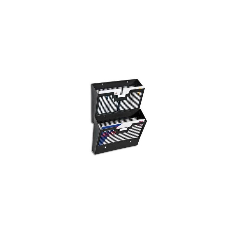 CEP Corbeille à courrier murale vintage Ecoline pour format 24 x 32 cm - Dim. L36 x H25,7 x P9,5 cm noir