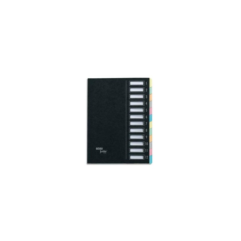 EMEY Trieur EMEY JUNIOR en carte avec système clip, 12 compartiments. Coloris noir.