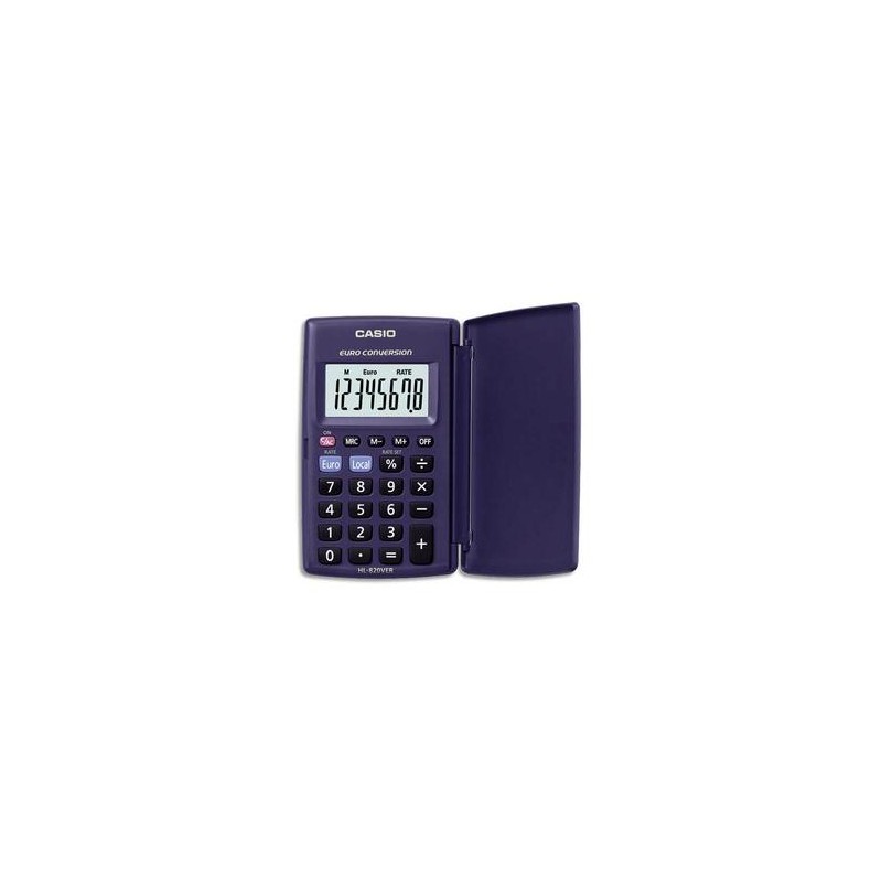 CASIO Calculatrice de poche étui rigide conversion euro 8 chiffres HL820VER