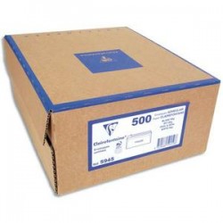 CLAIREFONTAINE Boîte de 500 enveloppes PEFC DL 110x220mm fen 35x100mm vélin blanc 80g auto-adhésive 10615