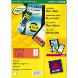 AVERY Boite de 480 Etiquettes de couleur enlevable rouge 63.5x33.9mm L6034-20