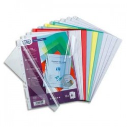 ELBA Sachet de 10 pochettes-chemise en PVC 18/100, ouverture médiane. Format A4, 9 trous. Incolore.