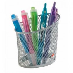 ALBA Pot à crayons en metal argenté MESHCUP M