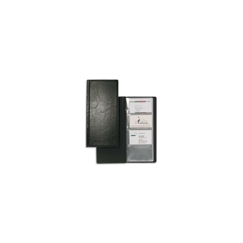 DURABLE Porte-cartes de visite Visifix noir capacité 192 cartes aspect grain d ecuir L11,5 x H25,3 cm