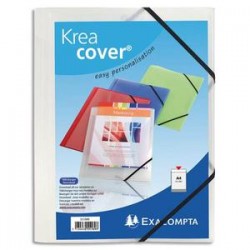 EXACOMPTA Chemise personnalisable 1 face à élastique polypro KREACOVER coloris blanc transparent