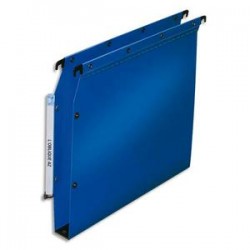 OBLIQUE AZ Paquet de 10 dossiers suspendus ARMOIRE en polypro opaque. Fond 30, bouton-pression. Bleu
