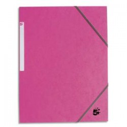 5 ETOILES Chemise 3 rabats monobloc à élastique en carte lustrée 5/10e, 390g. Coloris rose clair.