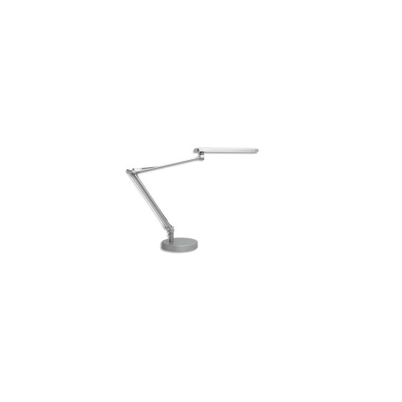 UNILUX Lampes à Led Mamboled grise en ABS et alu - Bras 2 x 32 cm, Tête 28,5 x 4,5 cm Socle D16 x H2,5 cm