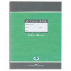 CONQUERANT 7 Cahier de brouillon 48 pages 56g Seyès 17x22 cm. Couverture carte 90g /tables multiplication