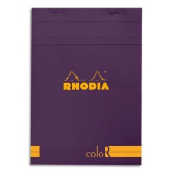 RHODIA Bloc "coloR" agrafé en-tête 14,8x21 (n°16) 140 pages lignées. Couverture rembordée violet
