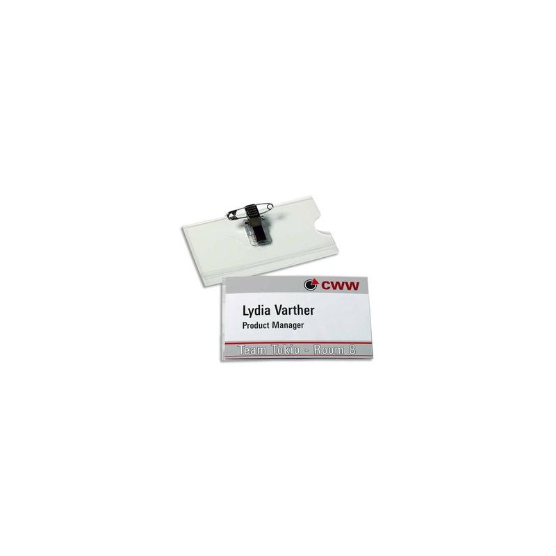 AVERY Boite de 50 portes-badge combi pince et épingle 5,4x9 cm + 50 inserts microperforés