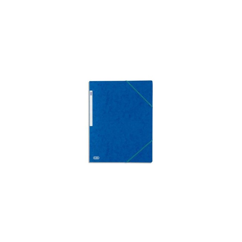 ELBA Chemises 3 rabats à élastiques en carte lustrée 390g. Coloris bleu.