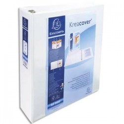 EXACOMPTA Classeur personnalisable KREACOVER 3 faces 4 anneaux Ø60 mm en D. En polypropylène blanc.