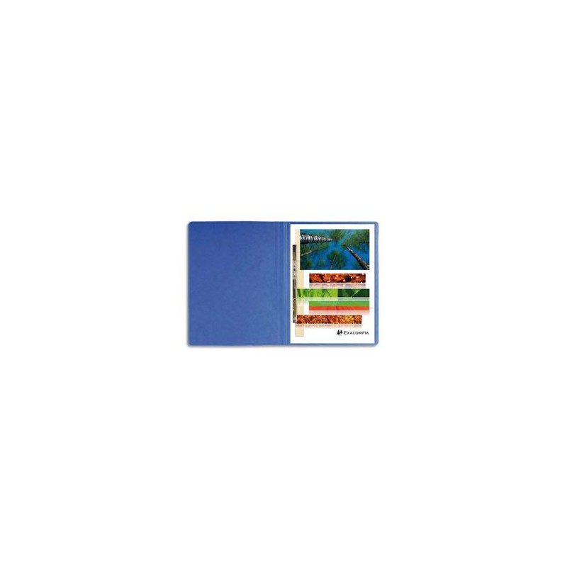 EXACOMPTA Chemise à lamelles et compresseur , capacité 350 feuilles perforées, carte lustrée coloris bleu
