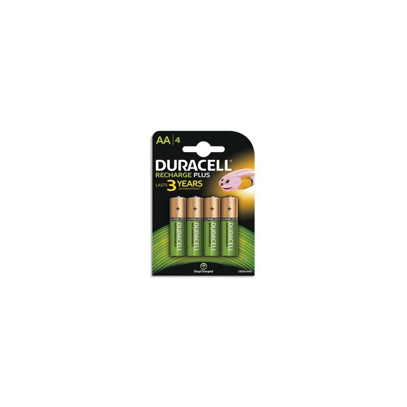 DURACELL Blister de 4 accus rechargeables 1,2V AA HR6 1300mAh 05000394044982