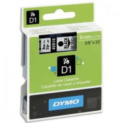 DYMO Ruban D1 noir/transparent 9MMX7M pour 1000/1000+/2000/3500/4500/5000/5503